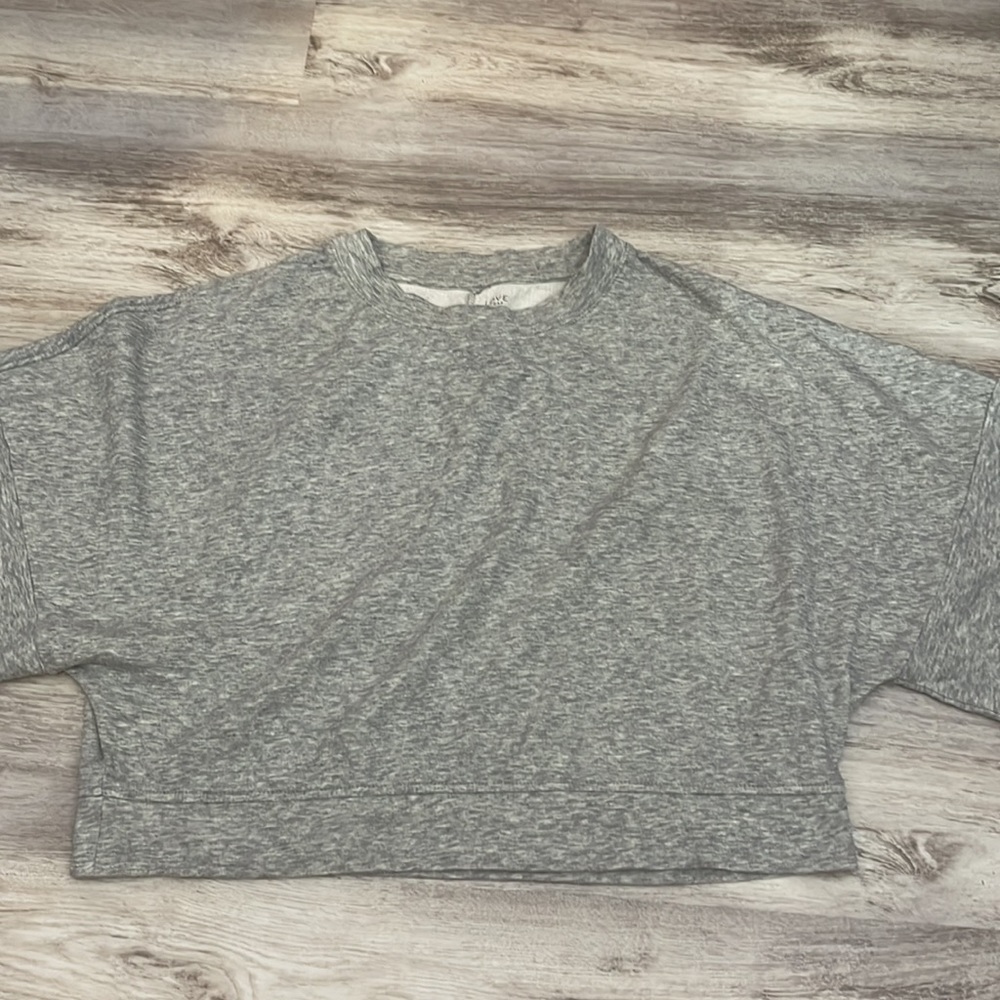 LOVE by Gap Gray 3/4” Sleeve Crop Soft Stretchy Sweatshirt Size Large - Picture 6 of 13